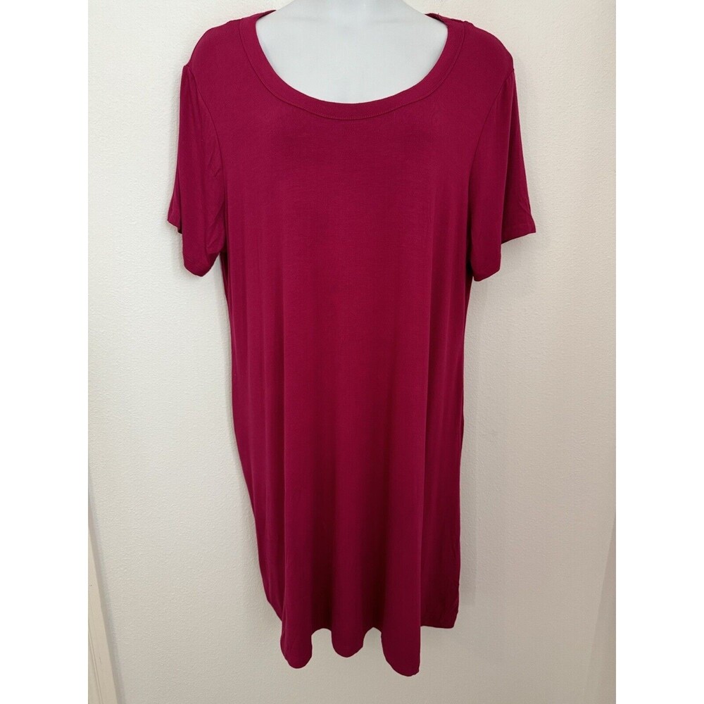 Tahari Womens Purple Cap Sleeve Shift Dress Stretch Knit Plus Size 3X New Scoop